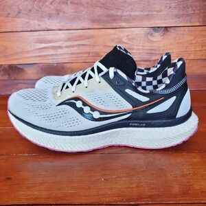 Saucony Hurricane 23 Shoes Women 9 White‎ Black Running Sneakers S10615-40